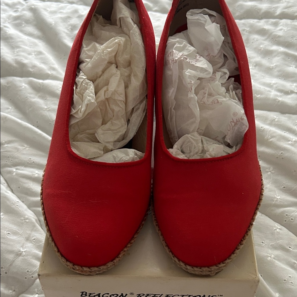 Beacon Red Canvas Espadrille 2” Wedge